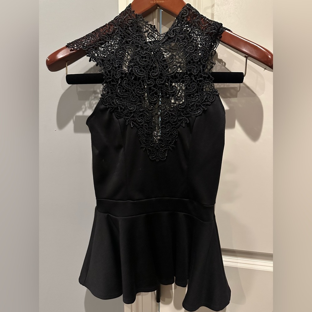 Arden B. Black Peplum Top